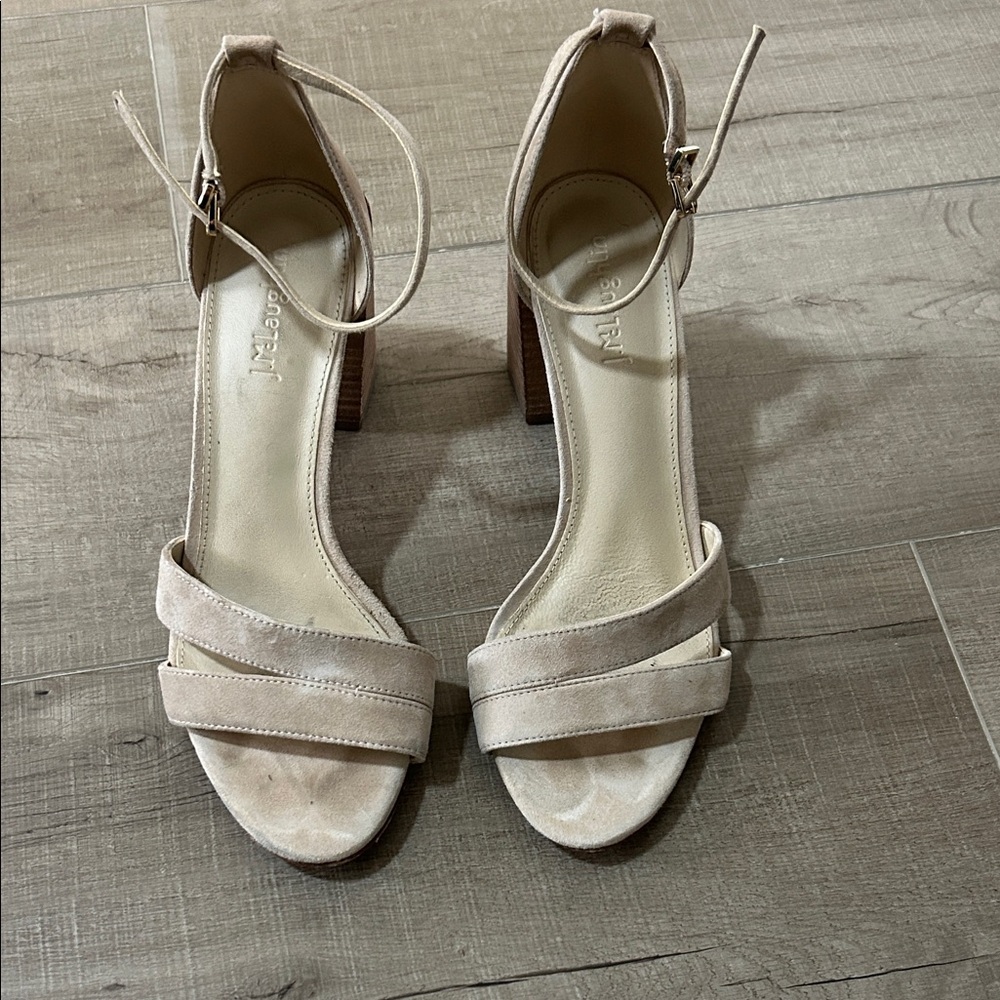 JMclaughlin Beige Ankle Strap Heels